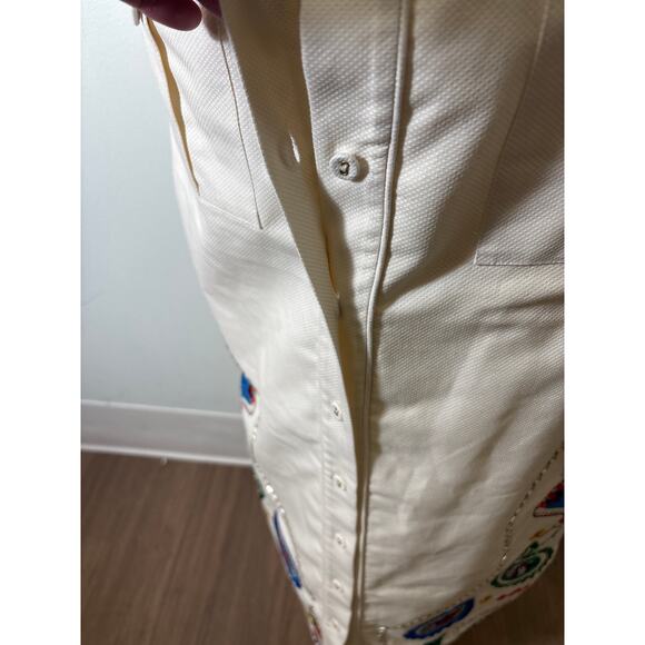 Alemais Off White Paisley Embroidered Cotton Button Up Maxi Skirt Sz 4 - Picture 7 of 11